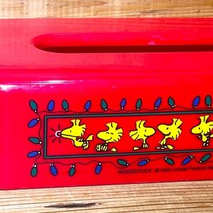 Vintage 1965 - Peanuts "Woodstock"  Kleenex Box Cover (Red) X-mas Themed